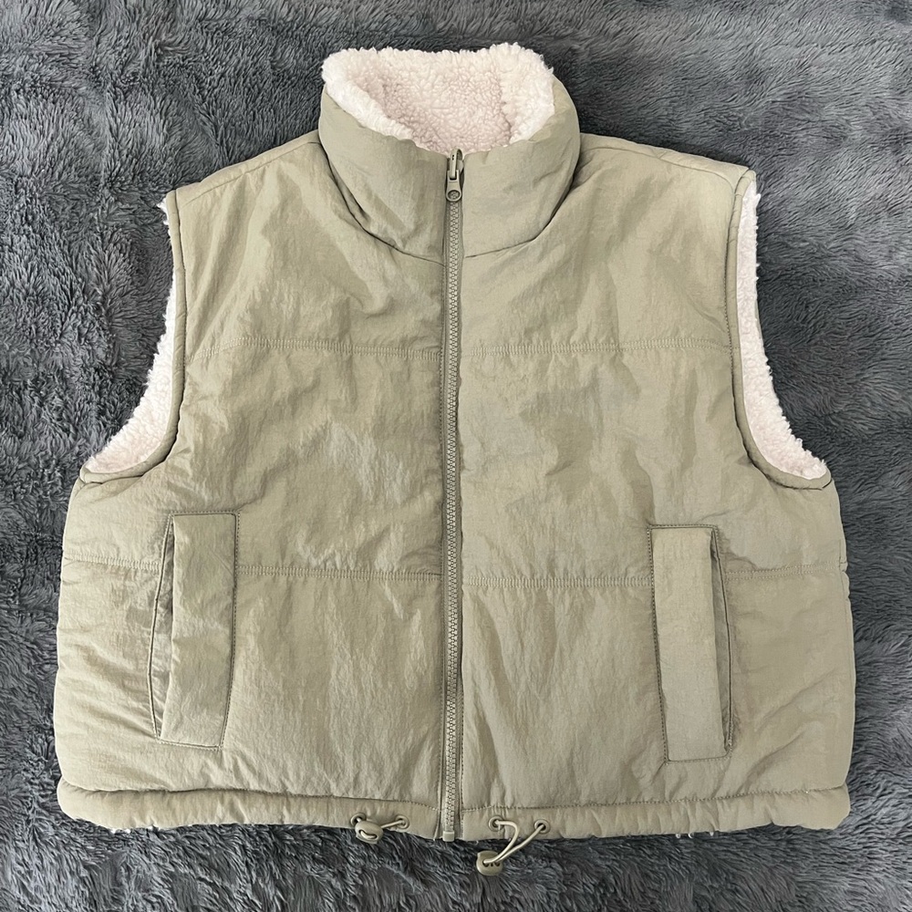 Thread & Supply Muted Green Sherpa Vest